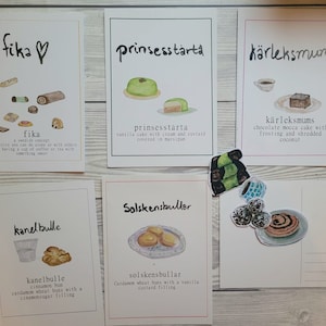 Traditionelle schwedische fika Postkarten Schweden Postkarten Fika skandinavisch Geschenk hygge Postkarte Schweden Aufkleber