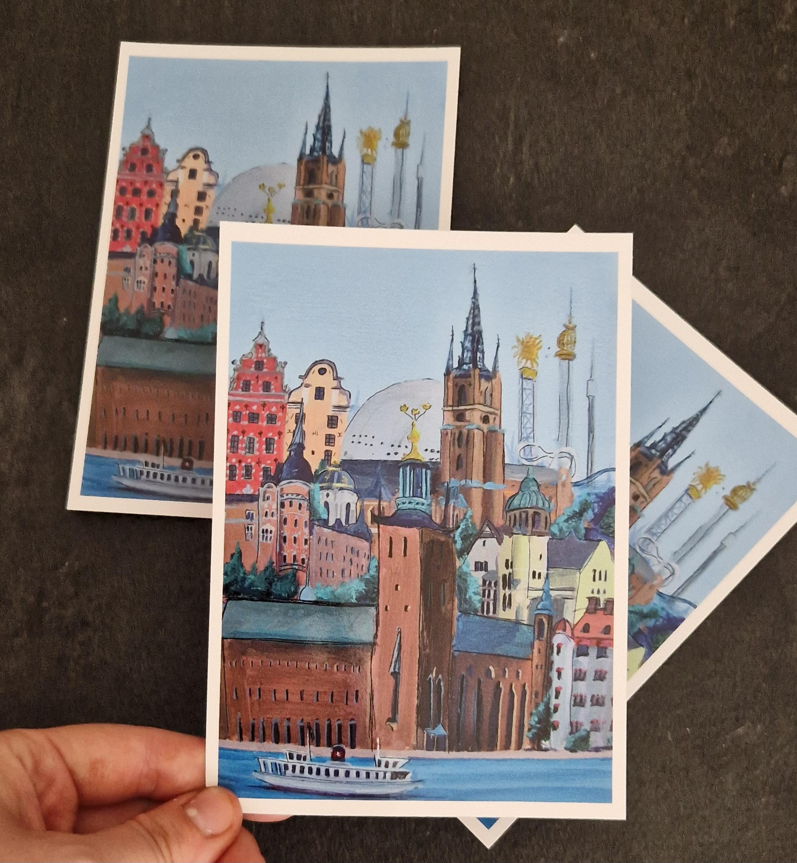Jenny Nyström artwork on vintage Swedish postcard
