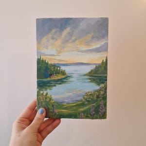 Cottage * Original Painting * Swedish Cottage Cabin Hygge Nordic art Scandinavian design Acrylic painting