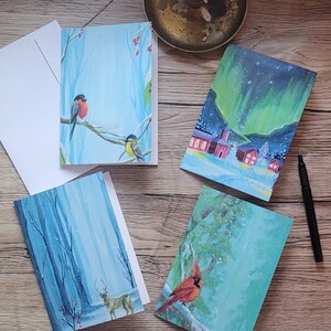 4 Nordische Weihnachtskarten Skandinavien gemischte 4er-Pack Skandinavische Weihnachtskarten Lappland Kunstwerk Skandinavien