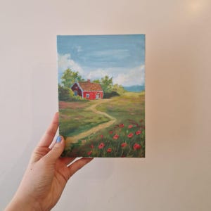 Cottage * Original Painting * Swedish Cottage Cabin Hygge Nordic art Scandinavian design Acrylic painting