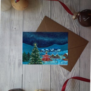 Weihnachtskarte Gefaltet Nordisch Mit Umschlag Weihnachtsmarkt Skandinavisch Original Illustration Gemütlich Urlaub Grußkarte Winter Traditionell