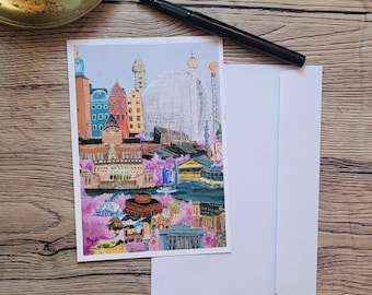 Tour of Stockholm postcard Travel Sweden Nordic Illustrated cards Art card Stockholm Print Sweden Nordic art  Europe Print Travel gift