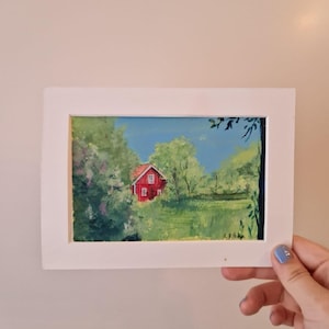Cottage * Original Painting * Swedish Cottage Cabin Hygge Nordic art Scandinavian design Acrylic painting