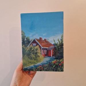 Cottage * Original Painting * Swedish Cottage Cabin Hygge Nordic art Scandinavian design Acrylic painting
