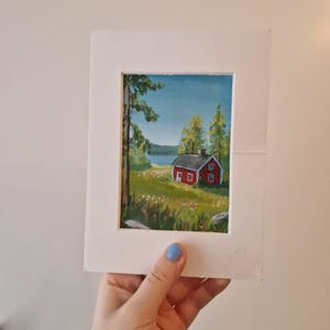 Cottage * Original Painting * Swedish Cottage Cabin Hygge Nordic art Scandinavian design Acrylic painting