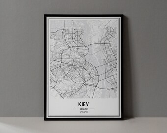Kiev Ukraine Map Digital Print, Kiev Map Poster, Kiev Map Wall Art, Kiev Road Map, Kiev Art Print, Kiev City Coordinates, City of Kiev