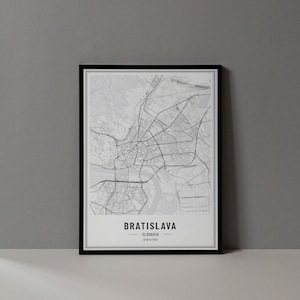 Bratislava, Slowakije kaart digitale print, Bratislava kaart poster, Bratislava Wall Art, Bratislava road map, Bratislava Art Print coördinaten