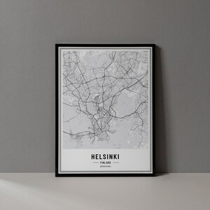 Helsinki Finlandia Mapa Cyfrowy Wydruk, Helsinki Mapa Plakat, Helsinki Mapa Ścienna Sztuka, Helsinki Mapa Drogowa, Helsinki Art Print Miasto Współrzędne