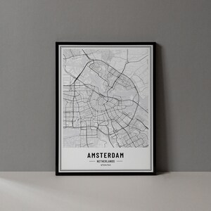 Amsterdam Niederlande Karte Digitaldruck, Amsterdam Karte Poster, Amsterdam Karte Wandkunst, Amsterdam Straßenkarte, Amsterdam Karte Koordinaten