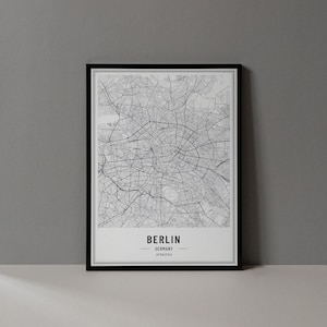 Berlin Deutschland Karte Digitaldruck, Berlin Karte Poster, Berlin Karte Wandkunst, Berlin Straßenkarte, Berlin Kunstdruck, Berlin Koordinaten