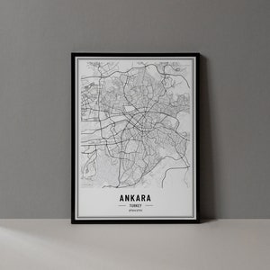 Ankara Türkei Karte Digitaldruck, Ankara Karte Poster, Ankara Karte Wandkunst, Ankara Straßenkarte, Ankara Kunstdruck, Ankara Stadt Koordinaten