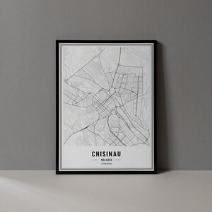 Chisinau Moldau Karte Digitaldruck, Chisinau Karte Poster, Chisinau Karte Wandkunst, Chisinau Straßenkarte, Chisinau Kunstdruck Stadt Koordinaten