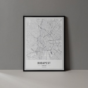 Budapest Ungarn Karte Digitaldruck, Budapest Karte Poster, Budapest Karte Wandkunst, Budapest Straßenkarte, Budapest Kunstdruck Stadt Stadt Koordinaten