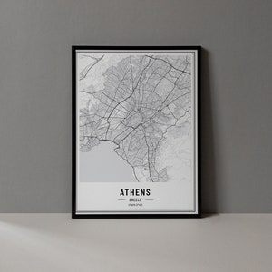 Athen Griechenland Karte Digitaldruck, Athen Karte Poster, Athen Karte Wandkunst, Athen Straßenkarte, Athen Kunstdruck, Athen Stadtkoordinaten