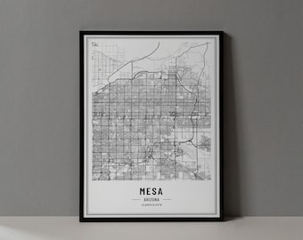 Mesa Arizona Mapa Impressão Digital, Mesa Arizona Mapa Pôster, Mesa Arizona Arte de Parede, Mesa Arizona Impressão, Mesa Arizona Coordenadas da Cidade Download