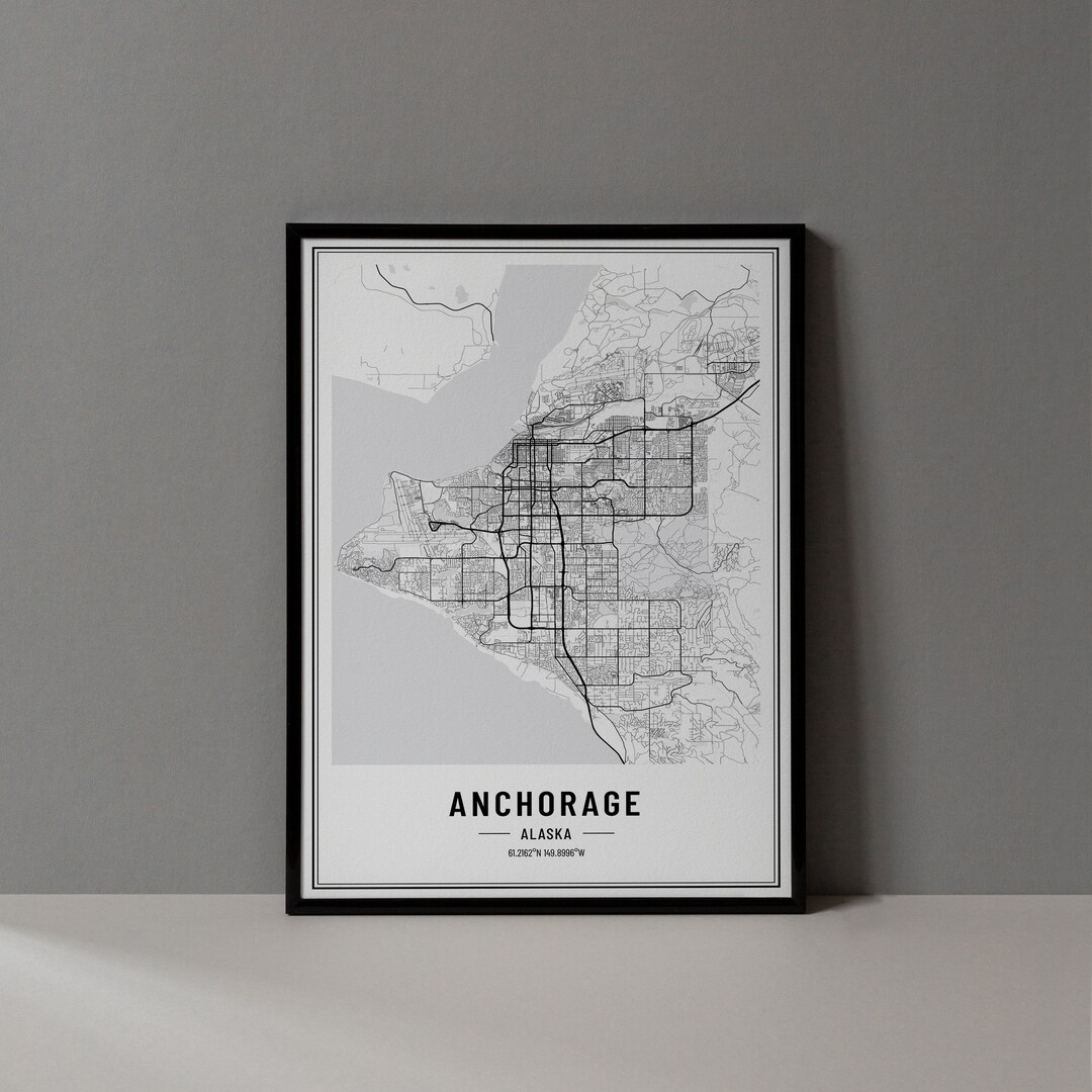 Anchorage Alaska Map Digital Print, Anchorage Alaska Map Poster