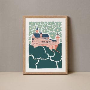Neuschwanstein Castle Germany Poster, Neuschwanstein Castle Germany Print, Neuschwanstein Castle Normandy France Germany Travel Poster