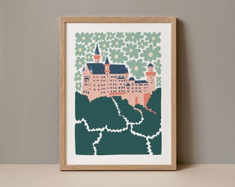 Neuschwanstein Castle Germany Poster, Neuschwanstein Castle Germany Print, Neuschwanstein Castle Normandy France Germany Travel Poster