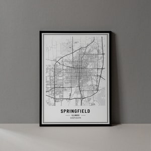 Stampa digitale della mappa di Springfield Illinois, poster della mappa di Springfield, arte murale di Springfield, stampa artistica di Springfield, coordinate della città di Springfield