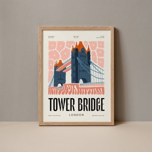 Tower Bridge London England Poster, Tower Bridge London England Print, Tower Bridge UK Travel Poster, Tower Bridge London Digital Download