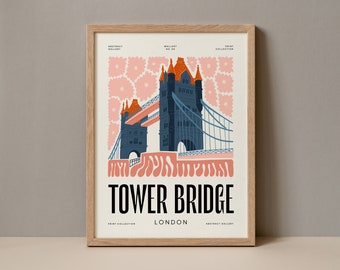 Tower Bridge London England Poster, Tower Bridge London England Print, Tower Bridge UK Travel Poster, Tower Bridge London Digital Download