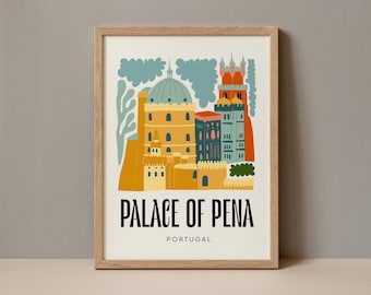 Palace of Pena Portugal Poster, Palace of Pena Print, Palace of Pena Portugal Travel Poster, Palace of Pena Portugal Art Digital Download
