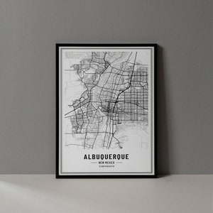 Albuquerque New Mexico Map Digital Print, Albuquerque Map Poster, New Mexico Map Wall Art, Albuquerque New Mexico Art Print City Coordinates