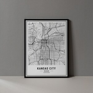 Kansas City Missouri Map Digital Print, Kansas City Map Poster, Kansas City Wall Art, Kansas City Print, Kansas City City Coordinates