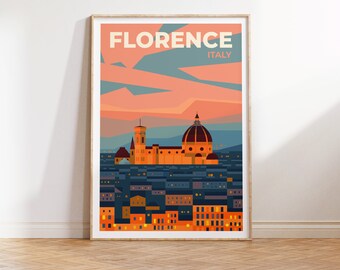 Cartel de viajes de Florencia Italia, Arte de la pared de Florencia Italia, Impresión de viajes de Florencia Italia, Cartel de Florence Wanderlust, Ilustración de viajes de Florencia