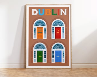 Cartel de viaje de Dublín Irlanda, Descarga digital de impresión de viaje de Dublín, Impresión de viaje de Dublín Irlanda, Arte de ilustración de cartel de Dublin Wanderlust