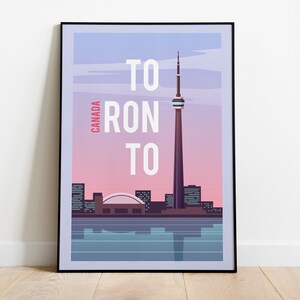 Cartel de viajes de Toronto Canadá, Arte de la pared de Toronto, Impresión de viajes de Toronto, Cartel de Toronto Wanderlust, Descarga de ilustración de viajes de Toronto Canadá