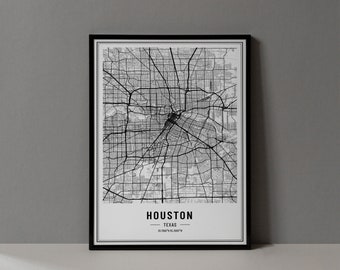 Houston Texas Map Digital Print, Houston Texas Map Poster, Houston Texas Wall Art, Houston Texas Print, Houston Texas City Coordinates