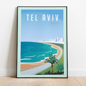 Tel Aviv Travel Poster, Tel Aviv Digital Download Travel Print, Tel Aviv Israel Travel Poster, Tel Aviv Israel Gift Illustration Poster Art