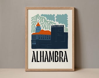 Pôster de Alhambra Granada Espanha, Coleção de impressões da galeria abstrata de Alhambra, Arte de parede de Alhambra Granada Espanha, Impressão de arte digital de Alhambra