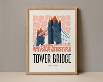 Tower Bridge London England Poster, Tower Bridge London England Print, Tower Bridge UK Travel Poster, Tower Bridge London Digital Download