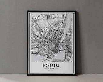 Montreal Canada Map Digital Print, Montreal Canada Map Poster, Montreal Wall Art, Montreal Canada Art, Montreal Coordinates Digital Download