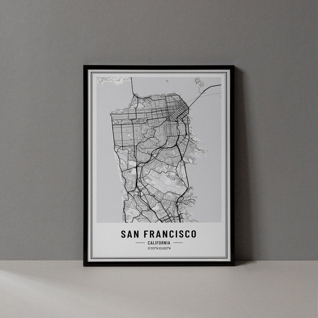 San Francisco California Map Digital Print, San Francisco Map Poster ...