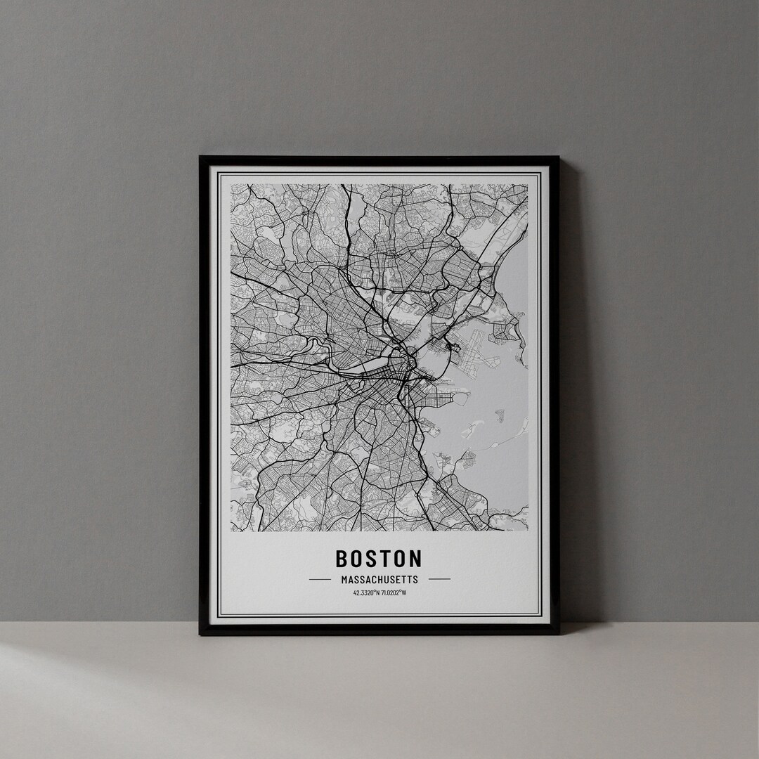 Boston Massachusetts Map Digital Print, Boston Massachusetts Map Poster ...