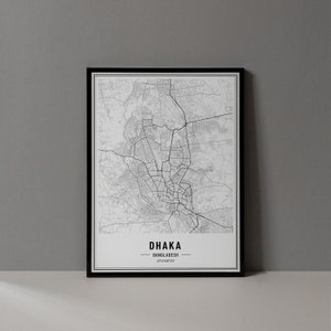 Dhaka Bangladesch Karte Digitaldruck, Dhaka Bangladesch Karte Poster, Dhaka Karte Wandkunst, Dhaka Straßenkarte, Dhaka Bangladesch Kunstdruck Stadt Poster