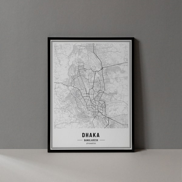 Dhaka Bangladesh Map Digital Print, Dhaka Bangladesh Map Poster, Dhaka Map Wall Art, Dhaka Road Map, Dhaka Bangladesh Art Print City Poster