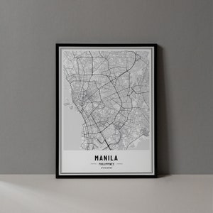 Manilla Filipijnen kaart digitale print, Manilla Filipijnen kaart poster, Manilla kaart kunst aan de muur, Manilla wegenkaart, Manilla Filipijnen print poster