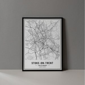 Stoke-On-Trent UK Map Digital Print, Stoke-On-Trent Map Poster, Stoke-On-Trent Map Wall Art, Stoke-On-Trent England Art Print City Poster