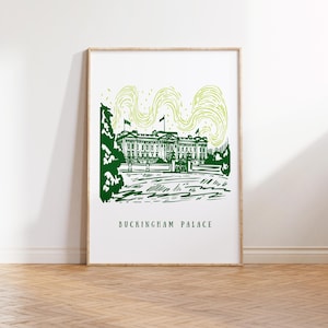 Buckingham Palace Illustration Digitaler Kunstdruck, Buckingham Palace Reise Illustration, Buckingham Palace Illustration Kunst Digitaler Download