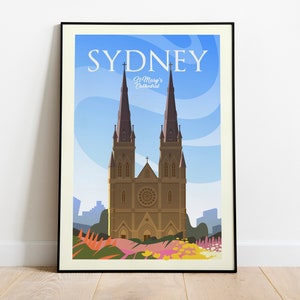 Sydney Australia Travel Poster, Sydney Australia Gallery Wall Art, Sydney Dorm Print, Sydney Australia Art, Travel Print Illustration Art