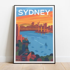 Sydney Australia Travel Poster, Sydney Australia Gallery Wall Art, Sydney Dorm Print, Sydney Australia Art, Travel Print Illustration