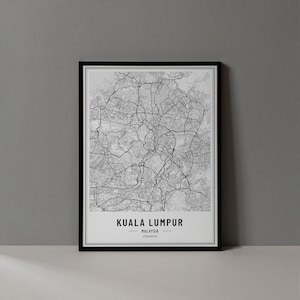 Kuala Lumpur Karte Digitaldruck, Kuala Lumpur Karte Poster, Kuala Lumpur Karte Wandkunst, Kuala Lumpur Straßenkarte, Kuala Lumpur Print Stadt Poster