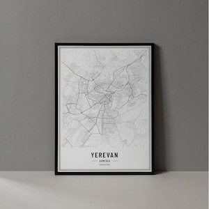Eriwan Armenien Karte Digitaldruck, Eriwan Karte Poster, Eriwan Karte Wandkunst, Eriwan Straßenkarte, Eriwan Kunstdruck, Eriwan Stadt Koordinaten