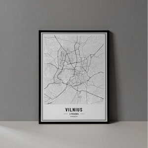 Vilnius Litauen Karte Digitaldruck, Vilnius Karte Poster, Vilnius Karte Wandkunst, Vilnius Straßenkarte, Vilnius Kunstdruck, Vilnius Stadt Koordinaten