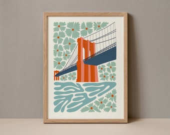 Brooklyn Bridge NY Poster, Brooklyn Bridge Abstract Gallery Print Collection, Brooklyn Bridge NY Wall Art, Brooklyn Bridge Digital Art Print